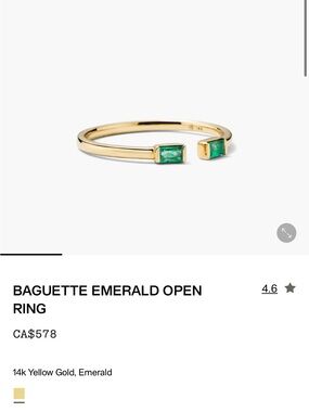 Mejuri Open Baguette Emerald Ring - Gold & Green